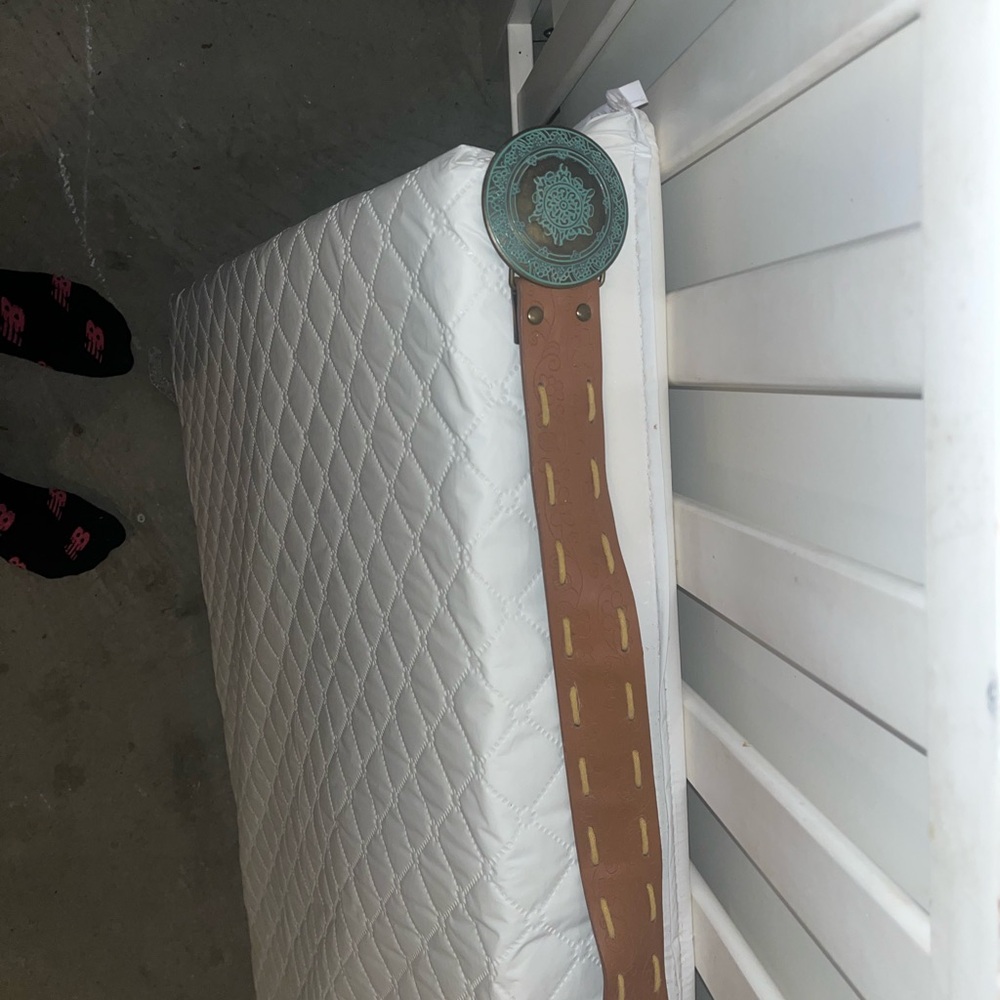 Brown Leather Belt with Decorative Buckle